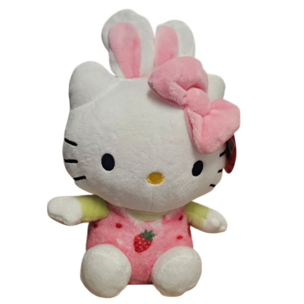 Hello Kitty By Sanrio 2023 Bunny Ears Strawberry Print Plush NWT Spring Easter